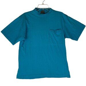 Vintage Esprit De Corp Turquoise Pocket T-Shirt Small Cotton 90s Single Stitch
